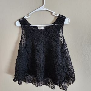 Free people crop, sheer lace tank black size M
